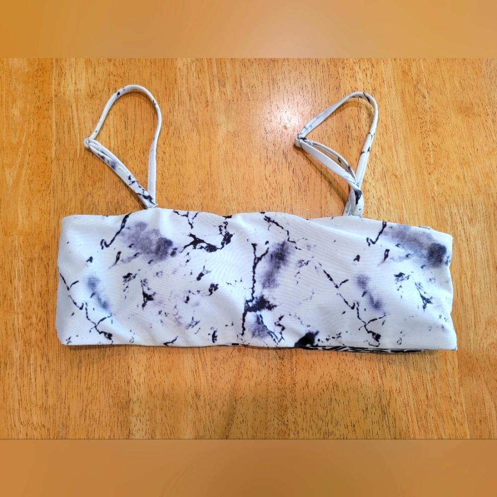 Sunny Co. marble white and gray bikini top